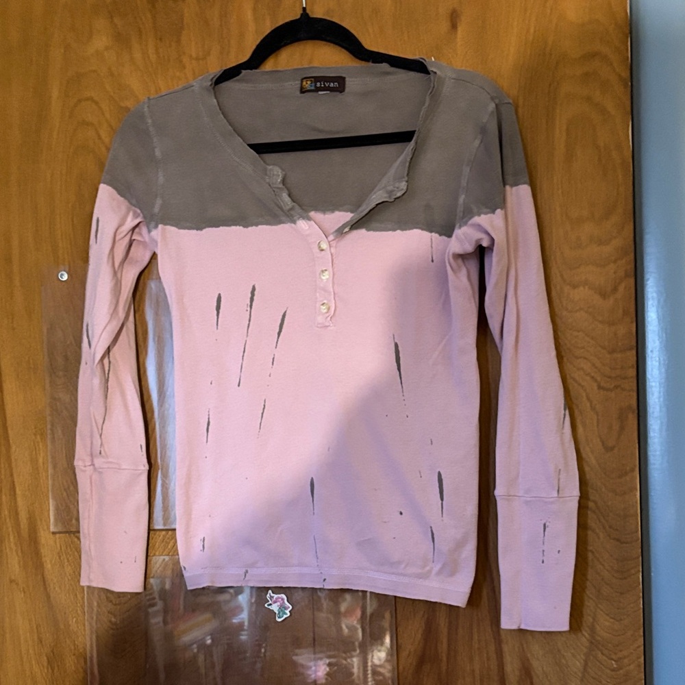 Sivan Tie Dye Pink and Gray Long Sleeve Shirt